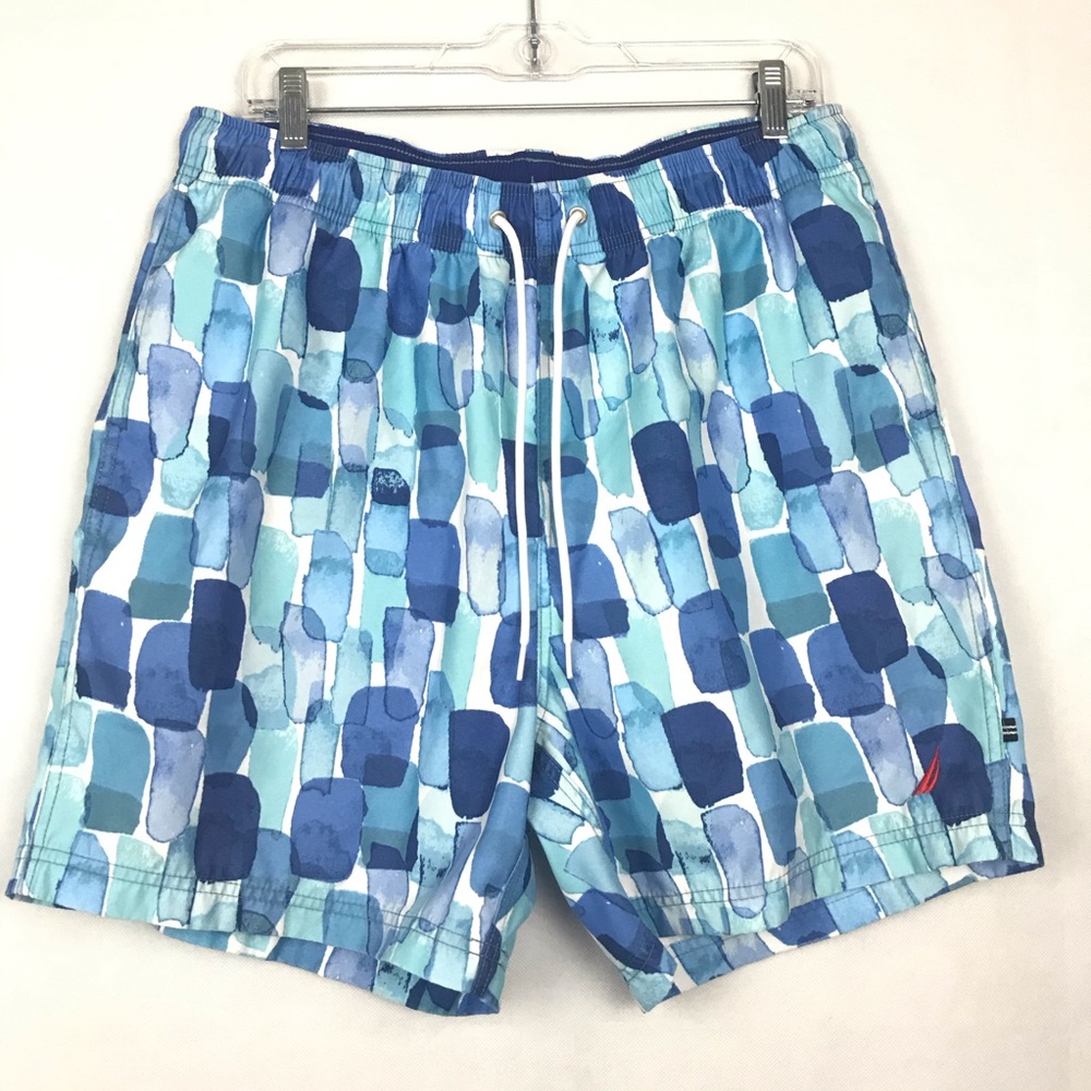 Nautica Blue Patterned Men's Shorts - Beach Pool Lake Water Sports Nautical